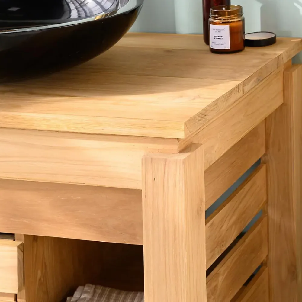 Meuble Sous-Vasque|Wanda Collection Meuble de salle de bain en teck Zen 85cm