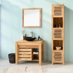 Meuble Sous-Vasque|Wanda Collection Meuble de salle de bain en teck Zen 85cm