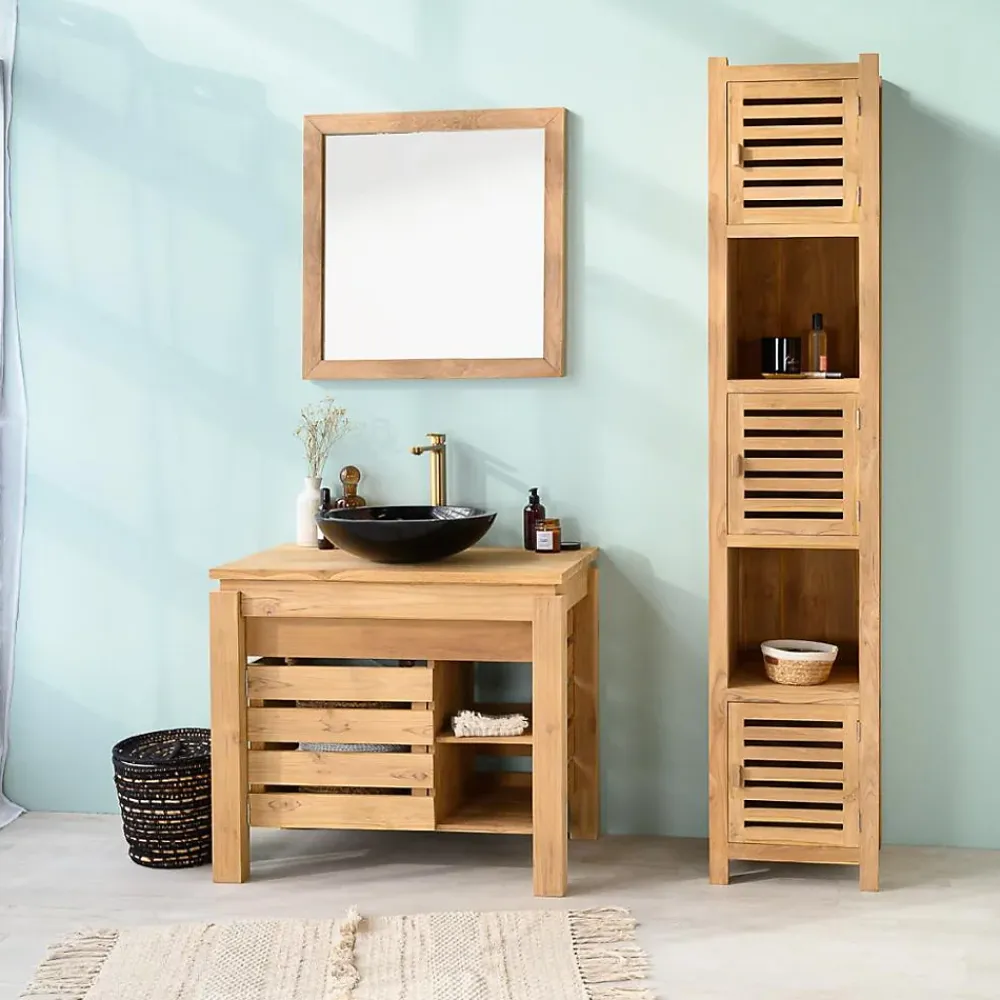 Meuble Sous-Vasque|Wanda Collection Meuble de salle de bain en teck Zen 85cm