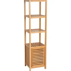 Meuble Wc|ProximaX Meuble de salle de bain en bambou naturel avec 3 compartiments ouverts, dimensions 36 x 33 x 140 cm pour un rangement optimal.