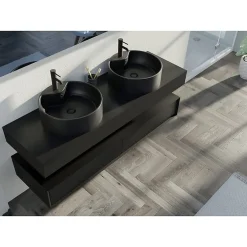 Distribain Meuble de salle de bain FABRIANO 1600 Noir mat