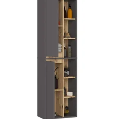 Armoire De Salle De Bains|3xE Living Meuble de salle de bain, gris graphite/chêne artisanal, 50 x 170 x 30 cm