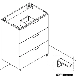 Meuble Vasque|AICA Sanitaire Meuble de salle de bain mural avec pieds Chêne 100 cm - 3 tiroirs, lavabo inclus,