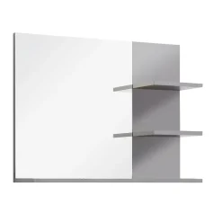 Miroir Simple|Chb Collection Meuble de salle de bain. Miroir avec tablettes, LED non inclu mélaminé gris ciment. L H P : 72 57 20 cm.