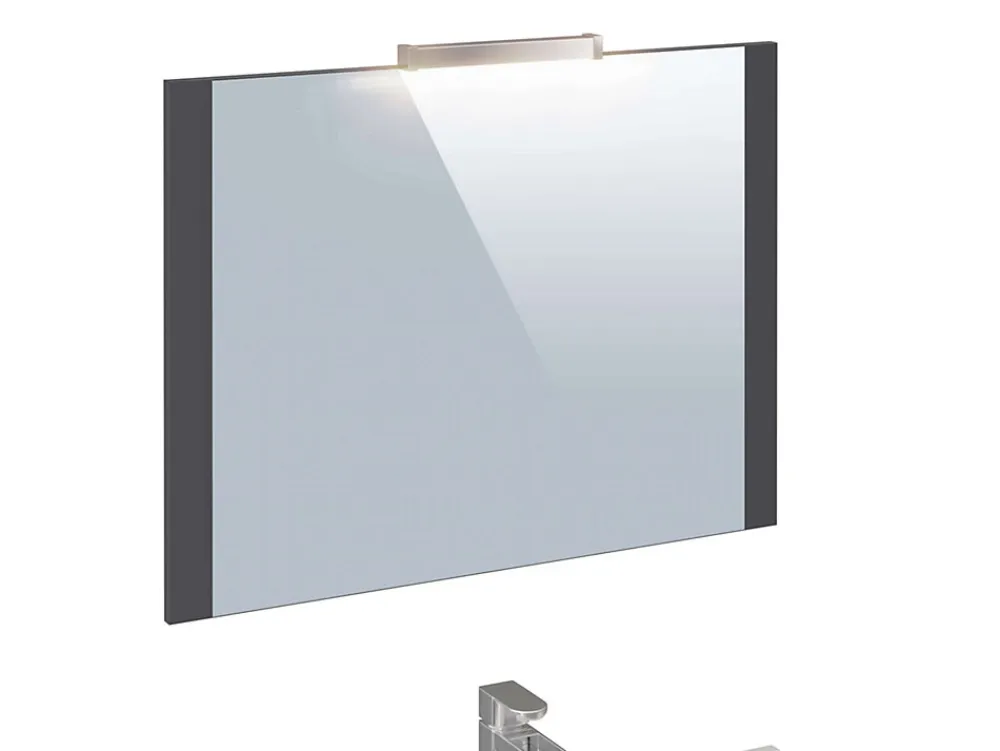 T-Bath Meuble de salle de bain NELI 2 tiroirs 80 cm anthracite Inclus lavabo, miroir et applique LED