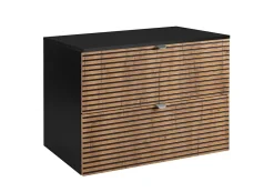 Lave-Mains|3xE Living Meuble de salle de bain, Noir Mat, 80 x 57 x 46 cm