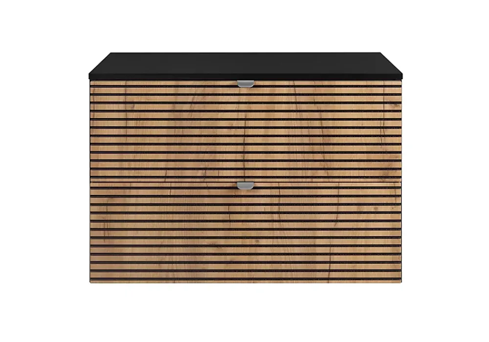 Lave-Mains|3xE Living Meuble de salle de bain, Noir Mat, 80 x 57 x 46 cm