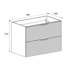 Lave-Mains|3xE Living Meuble de salle de bain, Noir Mat, 80 x 57 x 46 cm