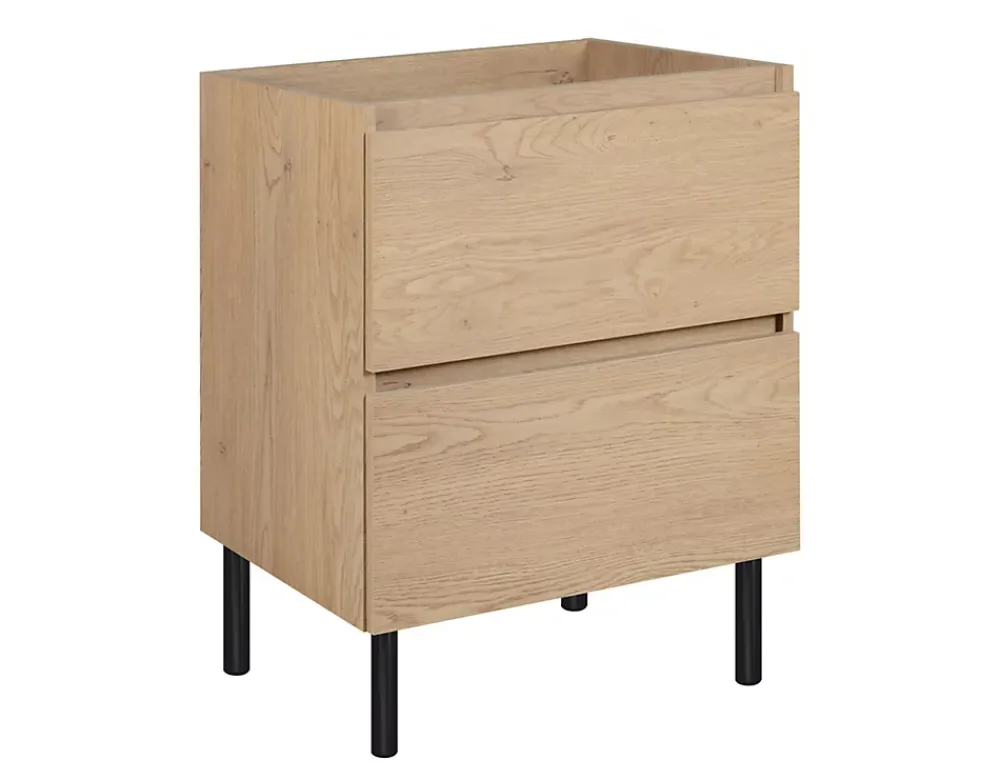 3xE Living Meuble de salle de bain, pieds, Couleur : Chêne Clair, 60 x 46 x 80,7 cm, sans plan de travail