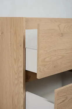 3xE Living Meuble de salle de bain, pieds, Couleur : Chêne Clair, 60 x 46 x 80,7 cm, sans plan de travail