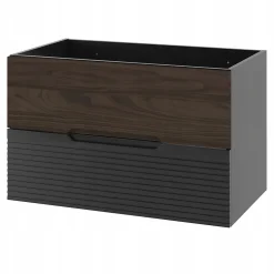 Meuble Sous Lavabo|Furnidea Meuble de salle de bain sous vasque suspendu AVELLA noyer et noir 80 cm