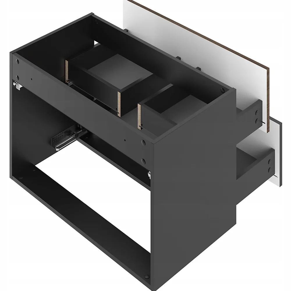 Meuble Sous Lavabo|Furnidea Meuble de salle de bain sous vasque suspendu AVELLA noyer et noir 80 cm