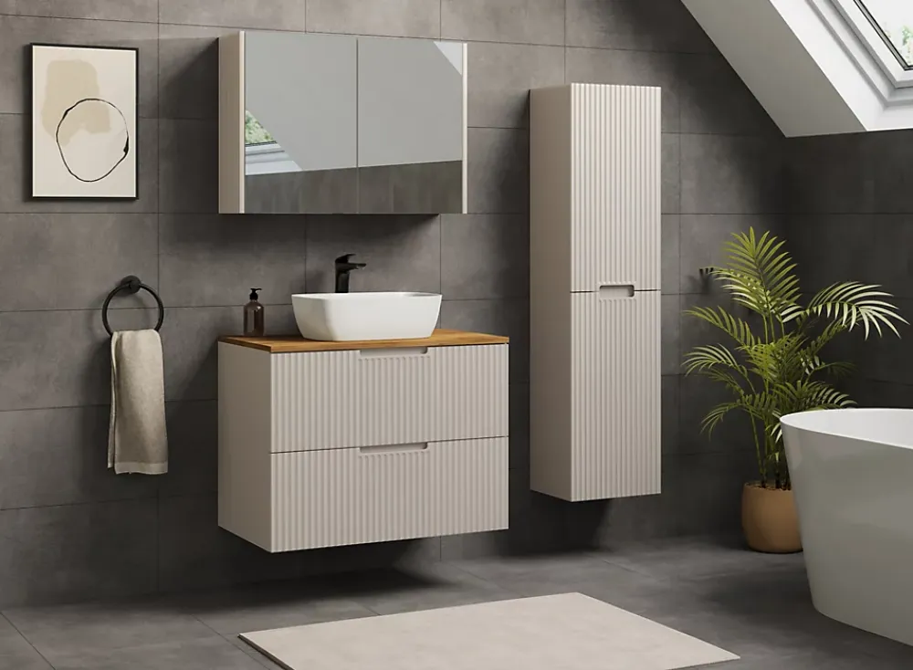 Furnidea Meuble de salle de bain suspendu sous vasque VENA cachemire 80 cm