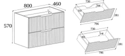 Furnidea Meuble de salle de bain suspendu sous vasque VENA cachemire 80 cm