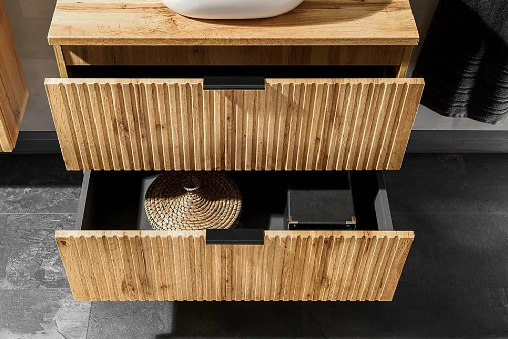 Furnidea Meuble de salle de bain suspendu sous lavabo ADEL CHÊNE 60 cm