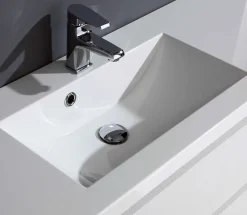 Ensemble Meuble De Salle De Bains|Kiamami Valentina Meuble De Salle De Bain Suspendu 60Cm 2 Tiroirs Blanc, Lavabo En Résine Et Miroir 60X70 - Manhattan