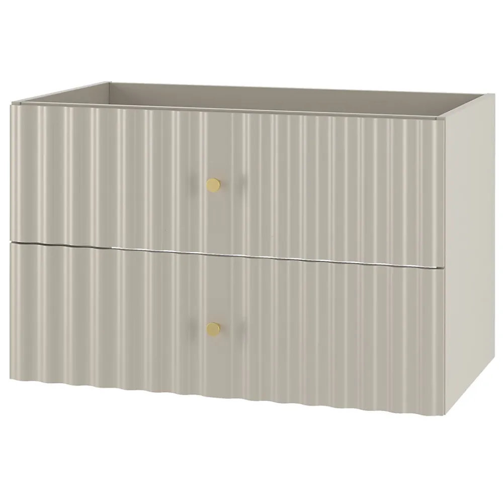 Meuble Sous Lavabo|Furnidea Meuble de salle de bain sous vasque suspendu AQUA cachemire 80 cm façades rainurées