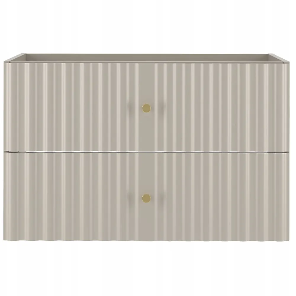 Meuble Sous Lavabo|Furnidea Meuble de salle de bain sous vasque suspendu AQUA cachemire 80 cm façades rainurées