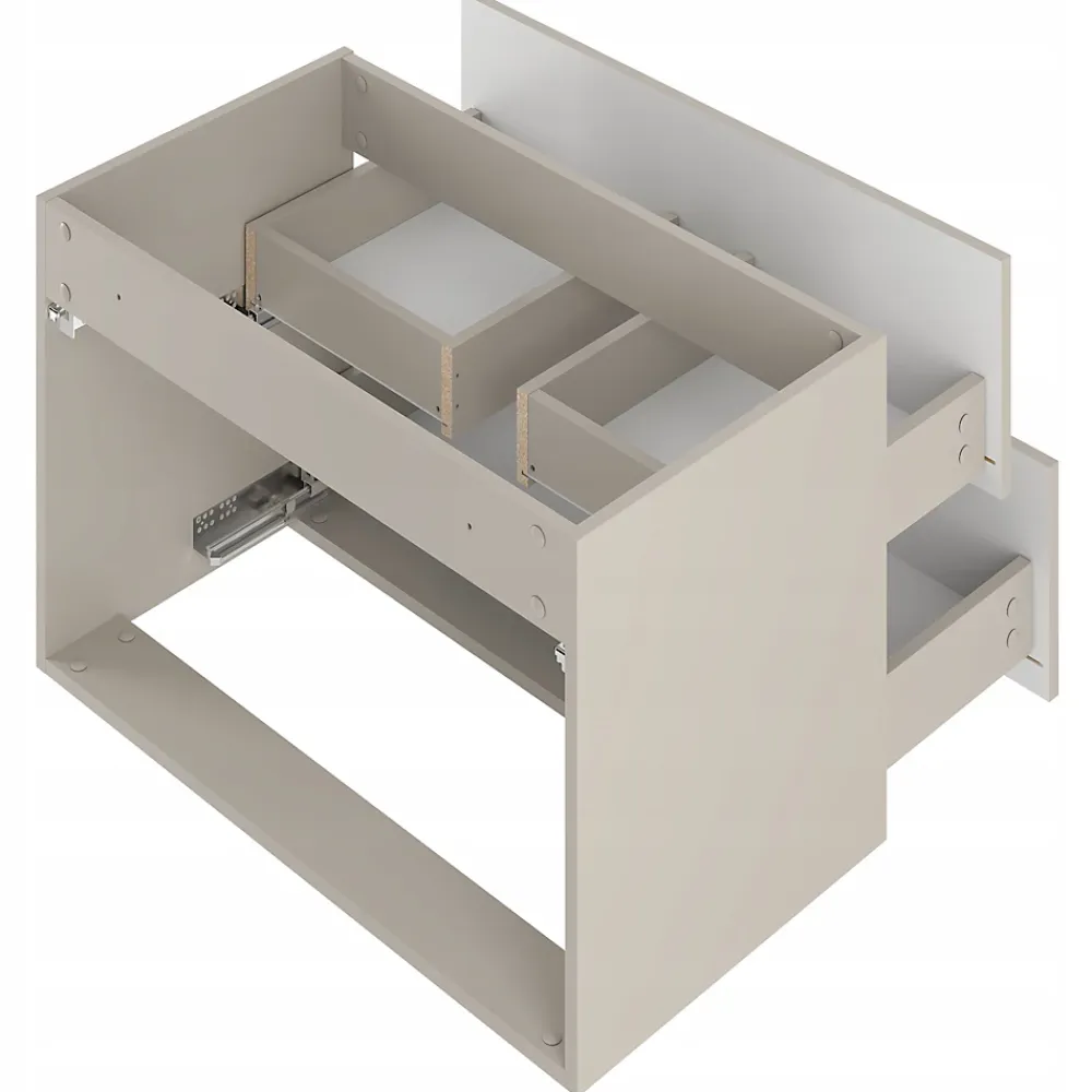 Meuble Sous Lavabo|Furnidea Meuble de salle de bain sous vasque suspendu AQUA cachemire 80 cm façades rainurées
