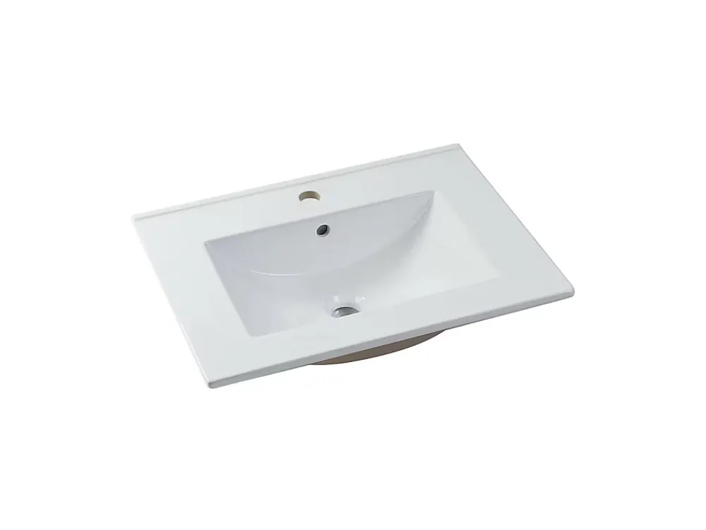 Meuble Vasque|Vente-unique Meuble de salle de bain suspendu strié avec vasque à encastrer - Naturel clair - 60 cm - ZEVARA