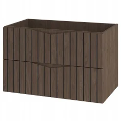 Furnidea Meuble de salle de bain sous vasque suspendu STELLA coloris noyer 80 cm façades rainurées