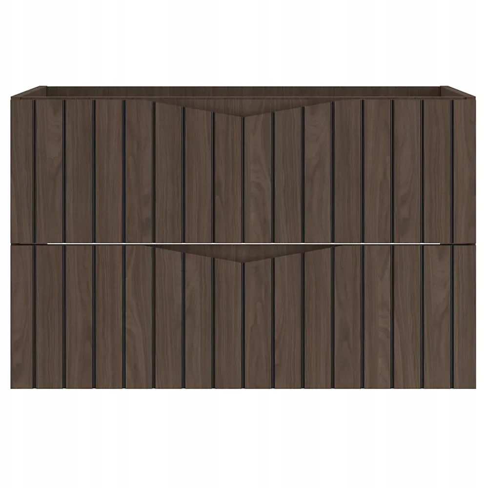 Furnidea Meuble de salle de bain sous vasque suspendu STELLA coloris noyer 80 cm façades rainurées