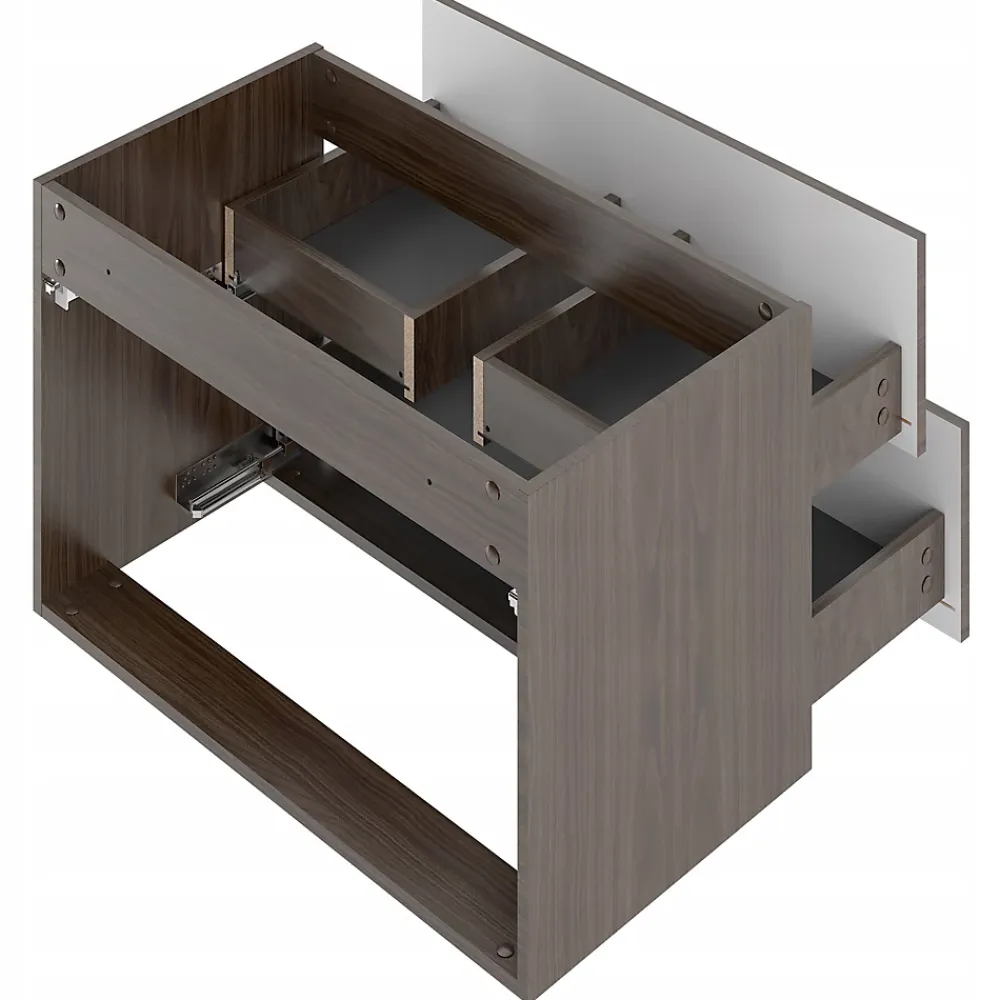 Furnidea Meuble de salle de bain sous vasque suspendu STELLA coloris noyer 80 cm façades rainurées