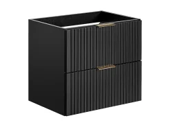 Vente-unique Meuble de salle de bain suspendu strié avec vasque à encastrer - Noir - 60 cm - ZEVARA