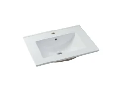 Vente-unique Meuble de salle de bain suspendu strié avec vasque à encastrer - Noir - 60 cm - ZEVARA