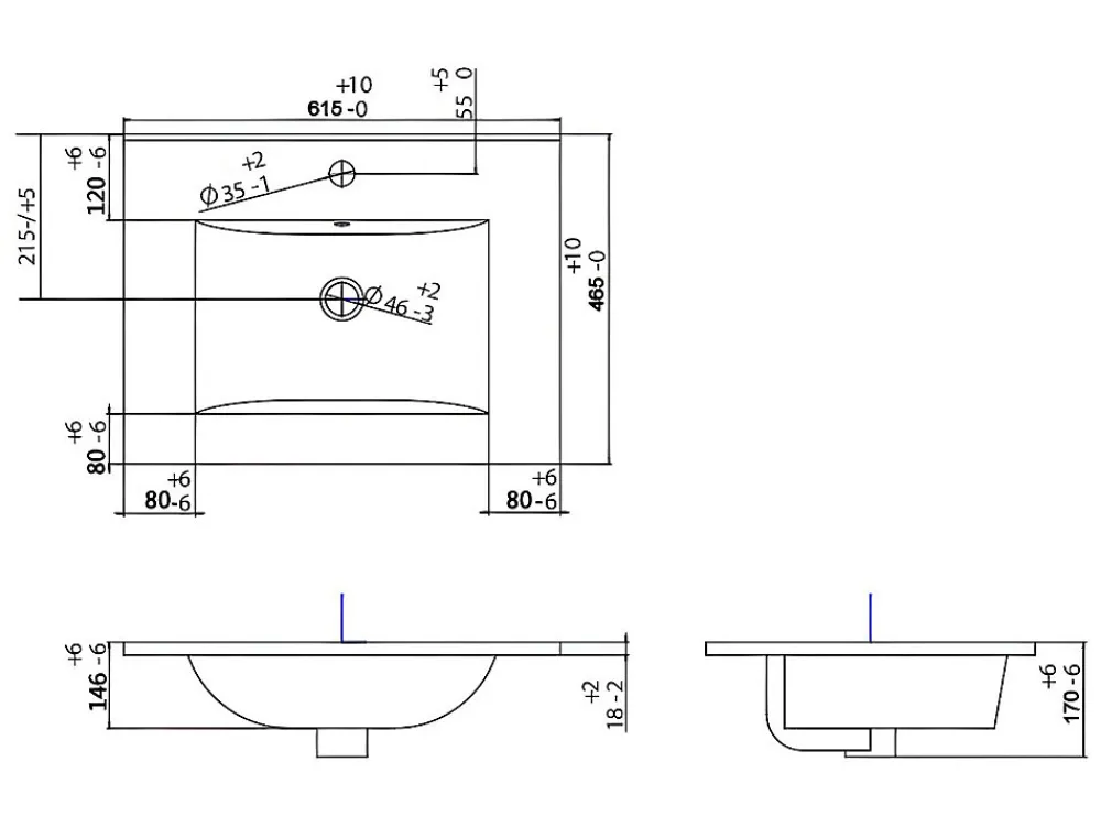Vente-unique Meuble de salle de bain suspendu strié avec vasque à encastrer - Noir - 60 cm - ZEVARA