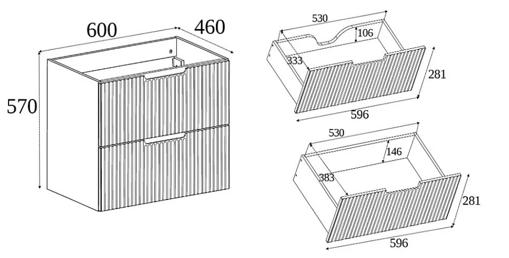Meuble Sous Lavabo|Furnidea Meuble de salle de bain suspendu sous vasque VENA noir 60 cm