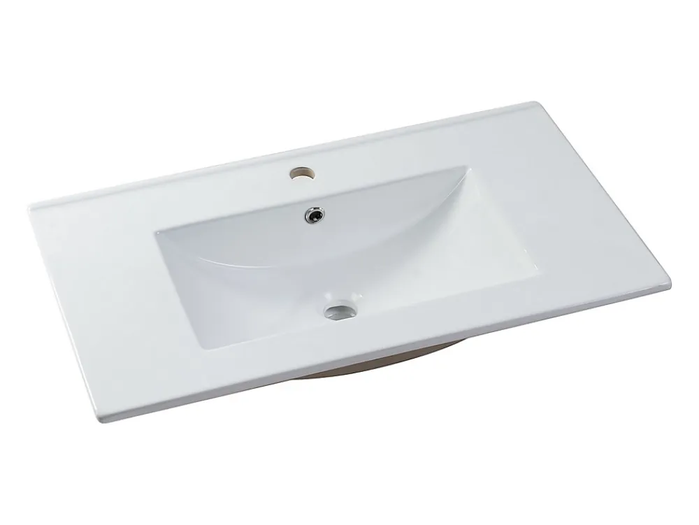 Meuble Vasque|Vente-unique Meuble de salle de bain suspendu avec vasque à encastrer - Naturel clair et noir - 80 cm - MADELA
