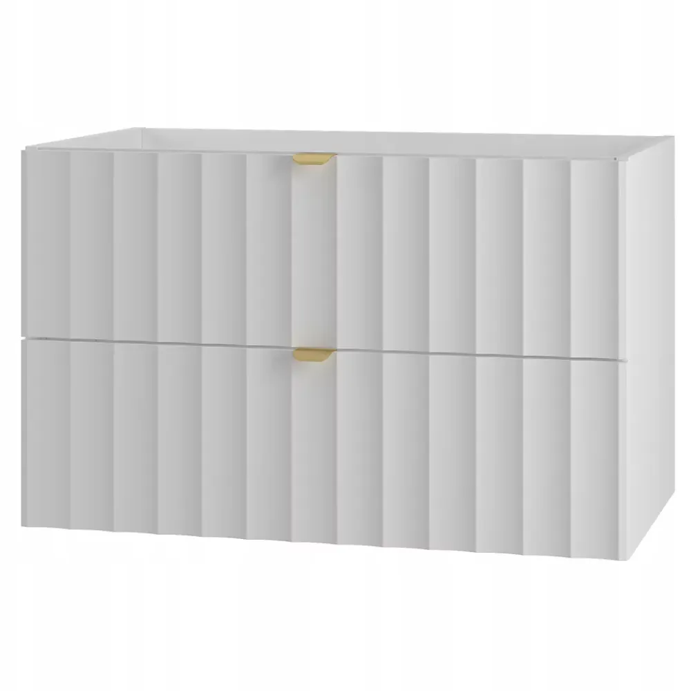 Meuble Sous Lavabo|Furnidea Meuble de salle de bain sous vasque suspendu ARCOS blanc 80 cm façades rainurées