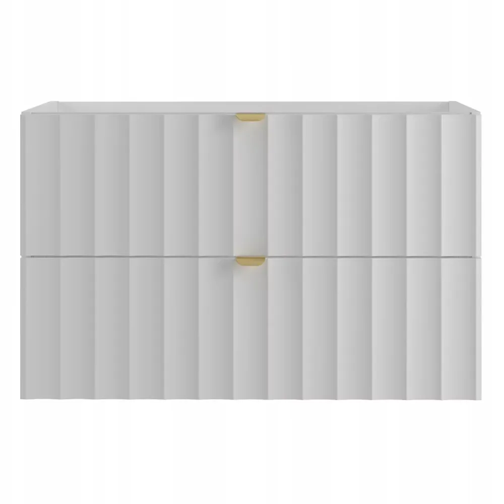 Meuble Sous Lavabo|Furnidea Meuble de salle de bain sous vasque suspendu ARCOS blanc 80 cm façades rainurées