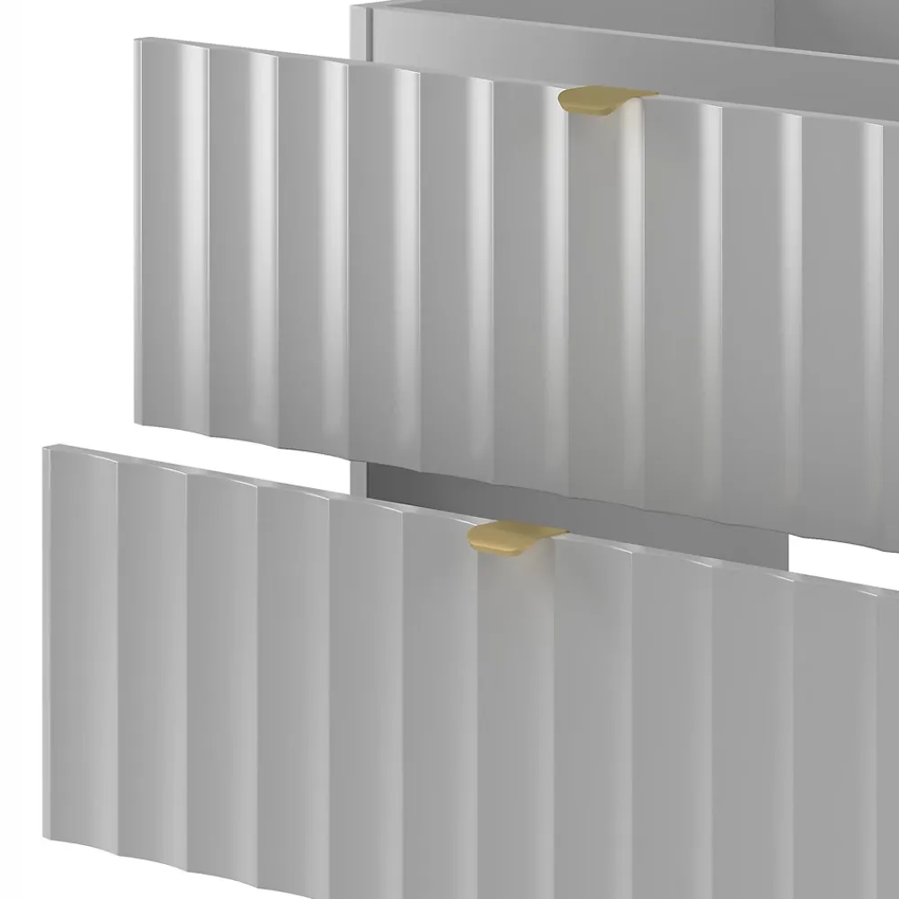 Meuble Sous Lavabo|Furnidea Meuble de salle de bain sous vasque suspendu ARCOS blanc 80 cm façades rainurées