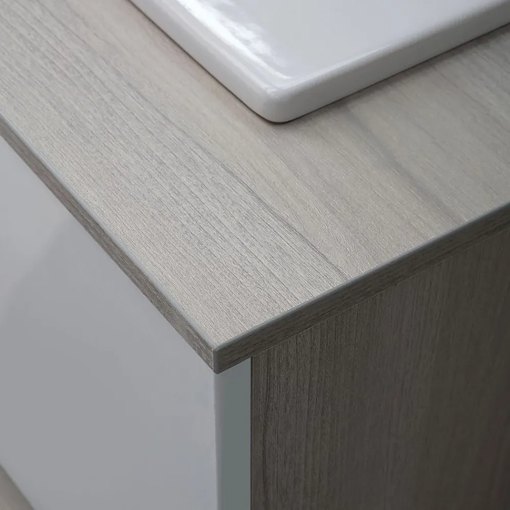 Ensemble Meuble De Salle De Bains|Kiamami Valentina Meuble De Salle De Bain Suspendu Lotto 80Cm Chêne Gris Avec Façade Blanche Et Lavabo Au-Dessus