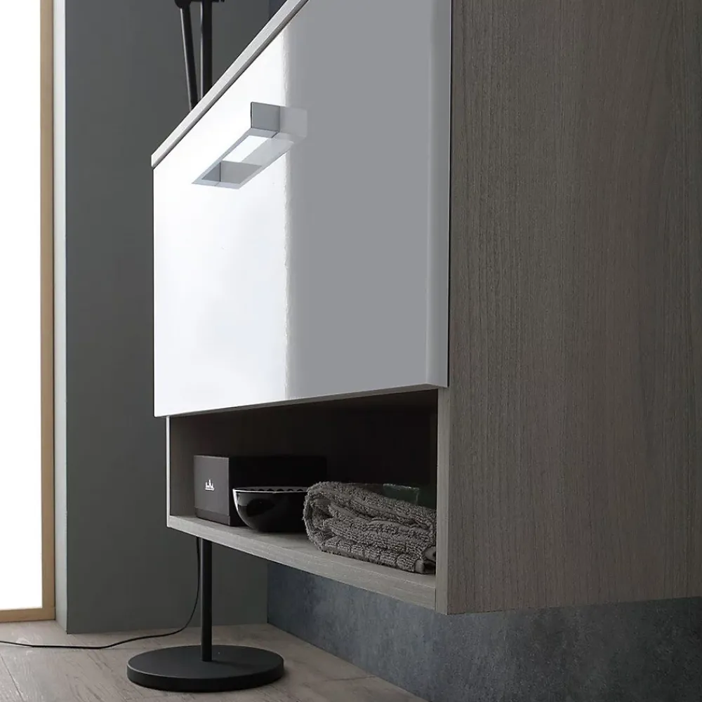 Ensemble Meuble De Salle De Bains|Kiamami Valentina Meuble De Salle De Bain Suspendu Lotto 80Cm Chêne Gris Avec Façade Blanche Et Lavabo Au-Dessus