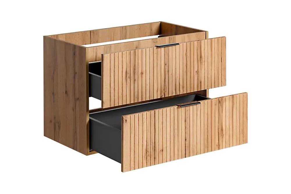 Furnidea Meuble de salle de bain suspendu sous lavabo ADEL CHÊNE 80 cm