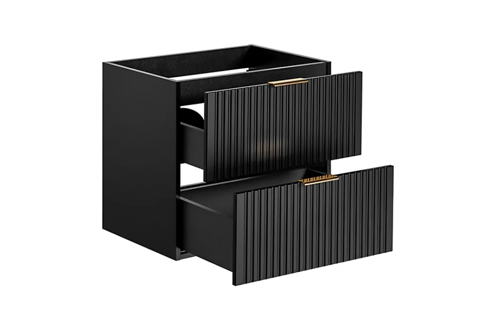 Meuble Sous Lavabo|Furnidea Meuble de salle de bain suspendu sous lavabo ADEL NOIR 60 cm