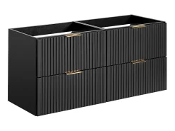 Vente-unique Meuble de salle de bain suspendu strié avec vasque à encastrer - Noir - 120 cm - ZEVARA