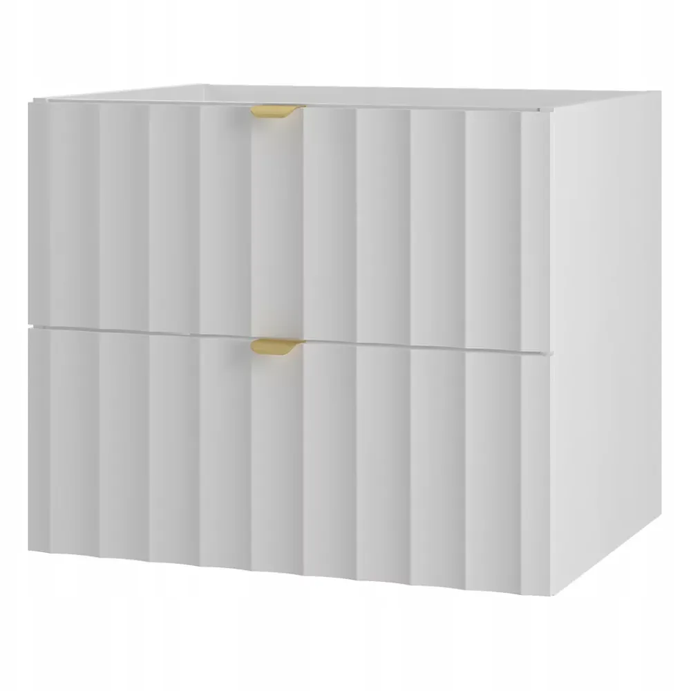 Meuble Sous Lavabo|Furnidea Meuble de salle de bain sous vasque suspendu ARCOS blanc 60 cm façades rainurées