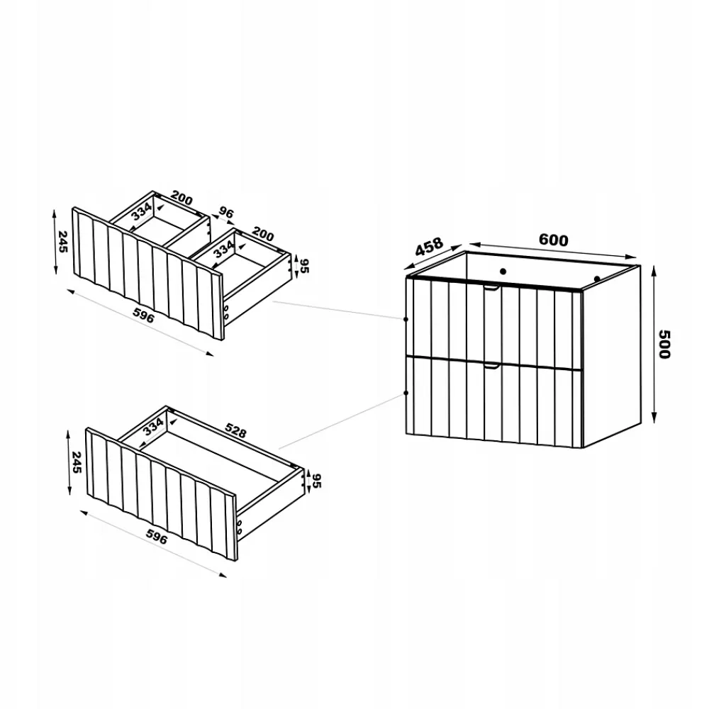 Meuble Sous Lavabo|Furnidea Meuble de salle de bain sous vasque suspendu ARCOS blanc 60 cm façades rainurées