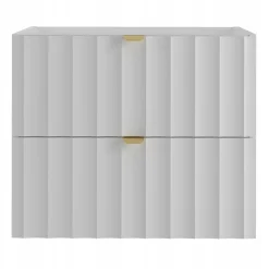 Meuble Sous Lavabo|Furnidea Meuble de salle de bain sous vasque suspendu ARCOS blanc 60 cm façades rainurées