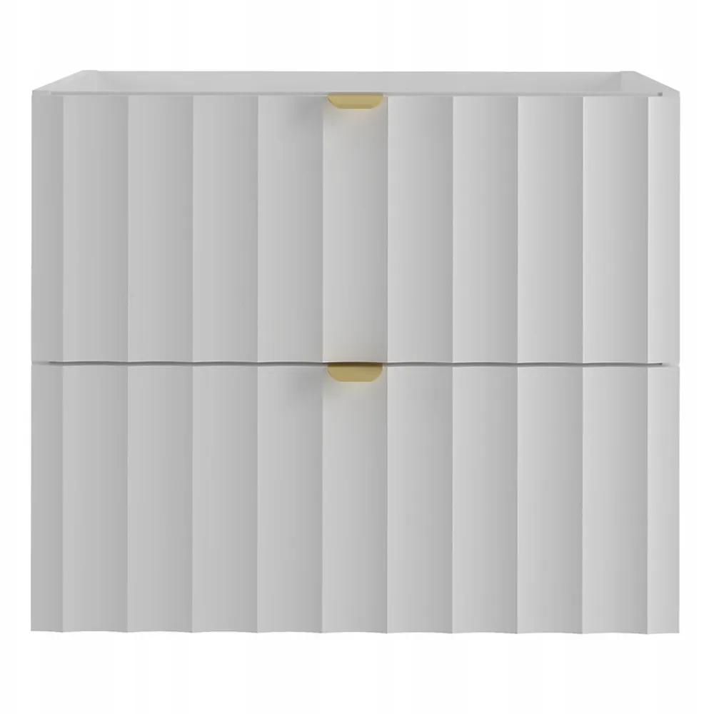 Meuble Sous Lavabo|Furnidea Meuble de salle de bain sous vasque suspendu ARCOS blanc 60 cm façades rainurées