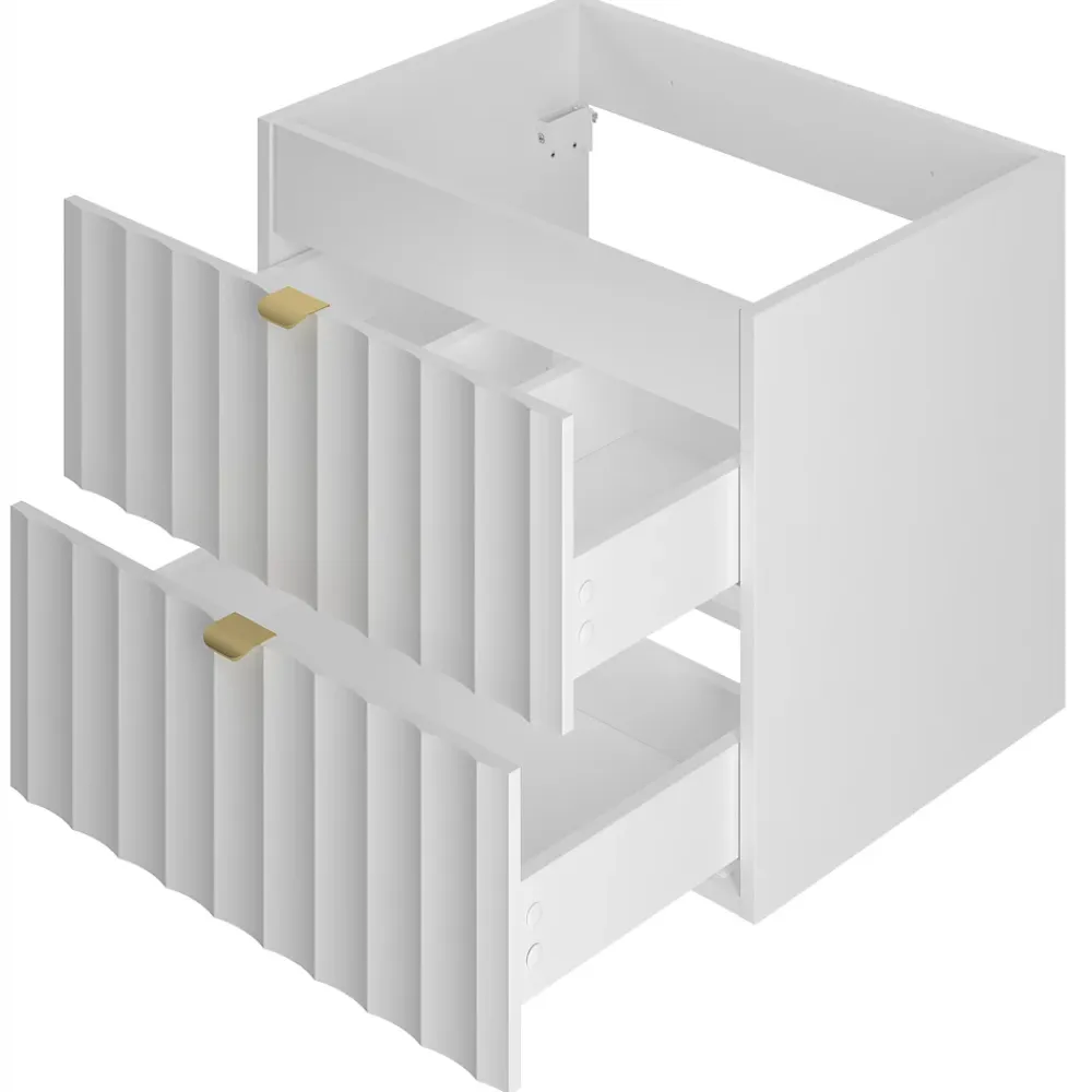 Meuble Sous Lavabo|Furnidea Meuble de salle de bain sous vasque suspendu ARCOS blanc 60 cm façades rainurées