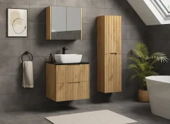 Meuble Sous Lavabo|Furnidea Meuble de salle de bain suspendu sous vasque VENA chêne 60 cm