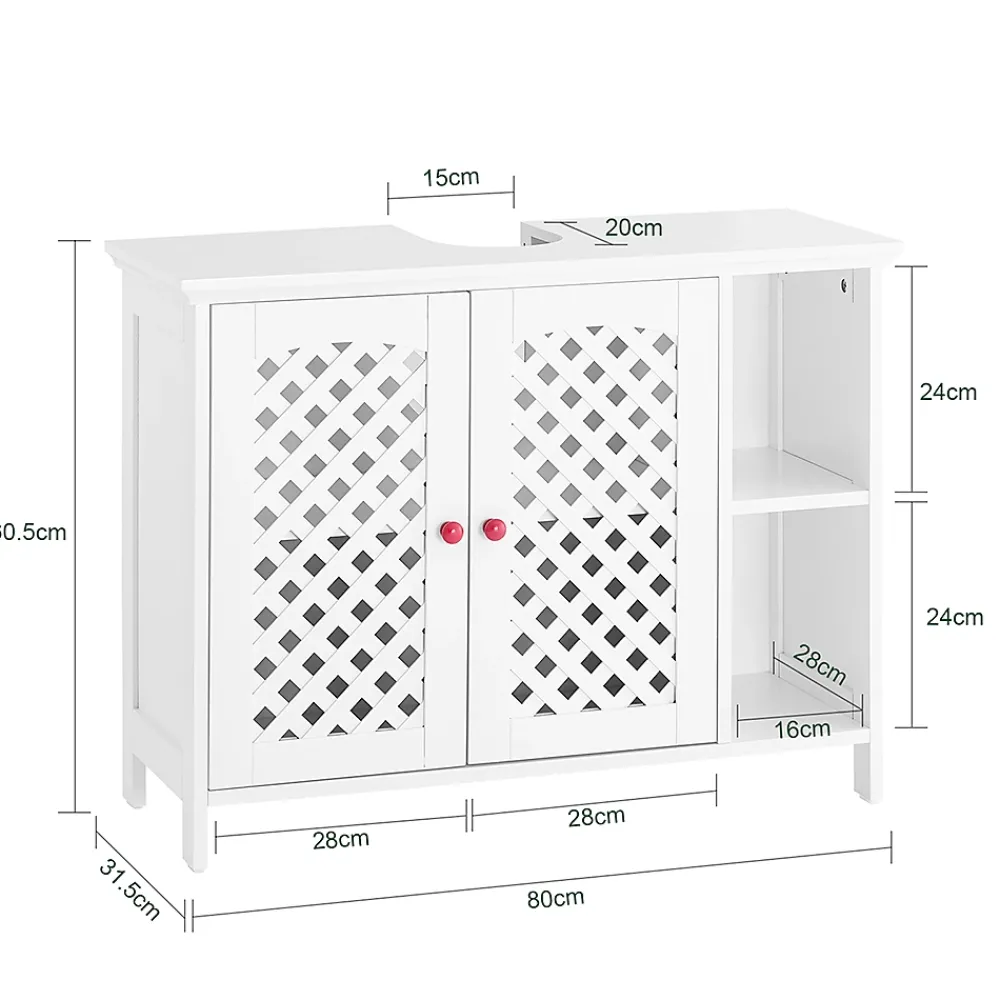 Sobuy Meuble de Salle de Bain sous Lavabo 2 Portes avec Niche et Étagère Réglable en MDF Blanc
