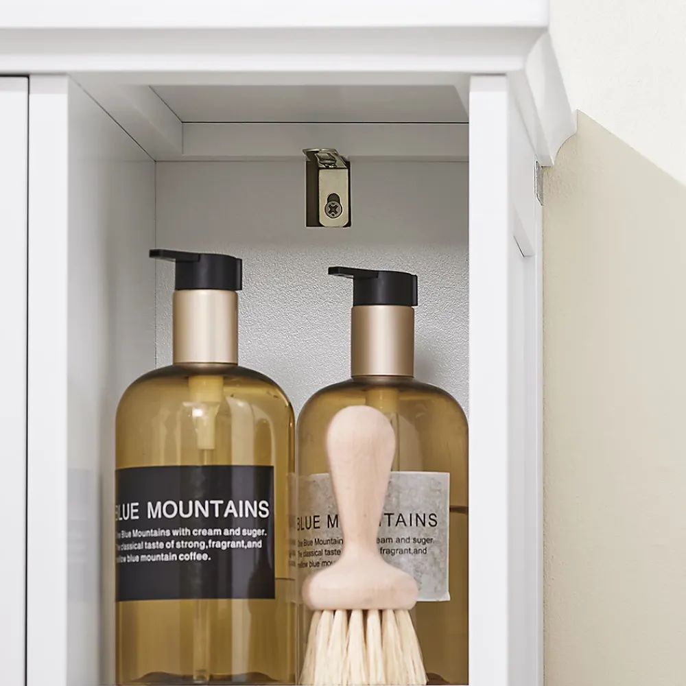 Sobuy Meuble de Salle de Bain sous Lavabo 2 Portes avec Niche et Étagère Réglable en MDF Blanc