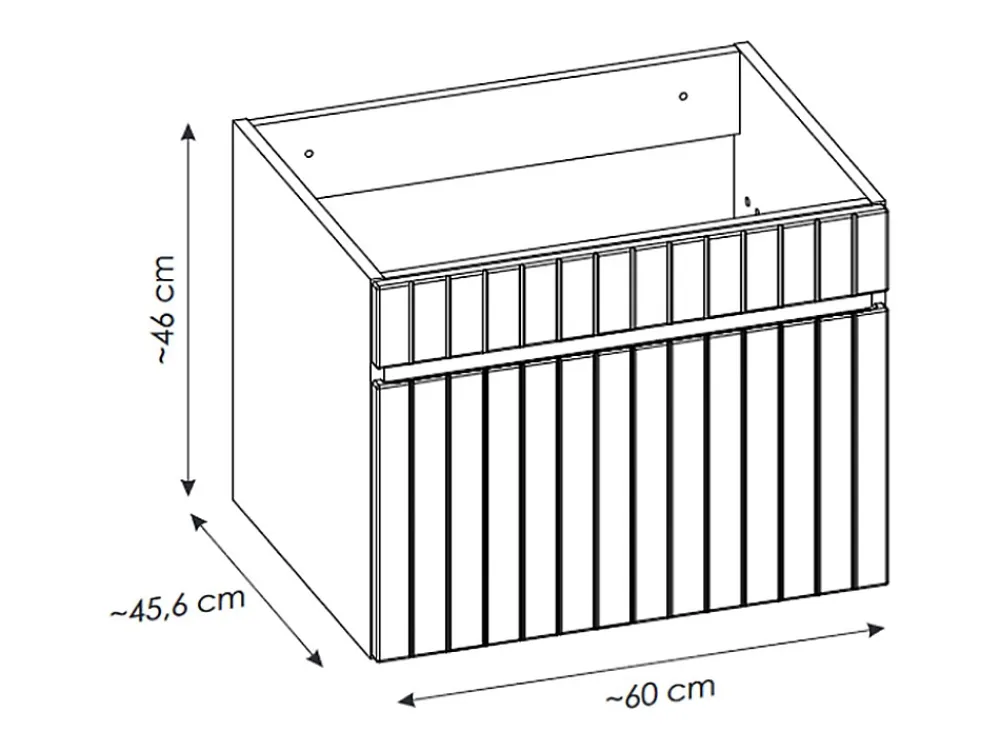 Meuble Vasque|Vente-unique Meuble de salle de bain suspendu strié blanc avec vasque ronde à poser - 60 cm - SATARA