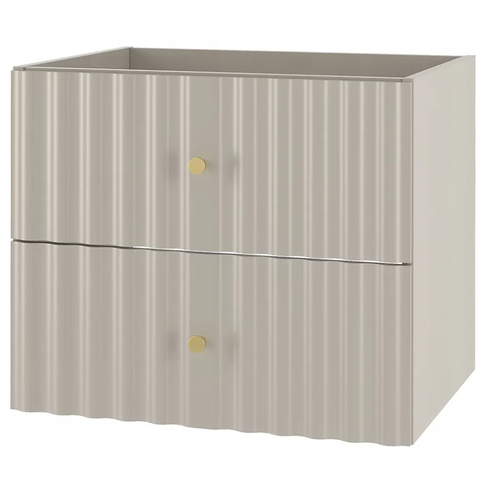Meuble Sous Lavabo|Furnidea Meuble de salle de bain sous vasque suspendu AQUA cachemire 60 cm façades rainurées